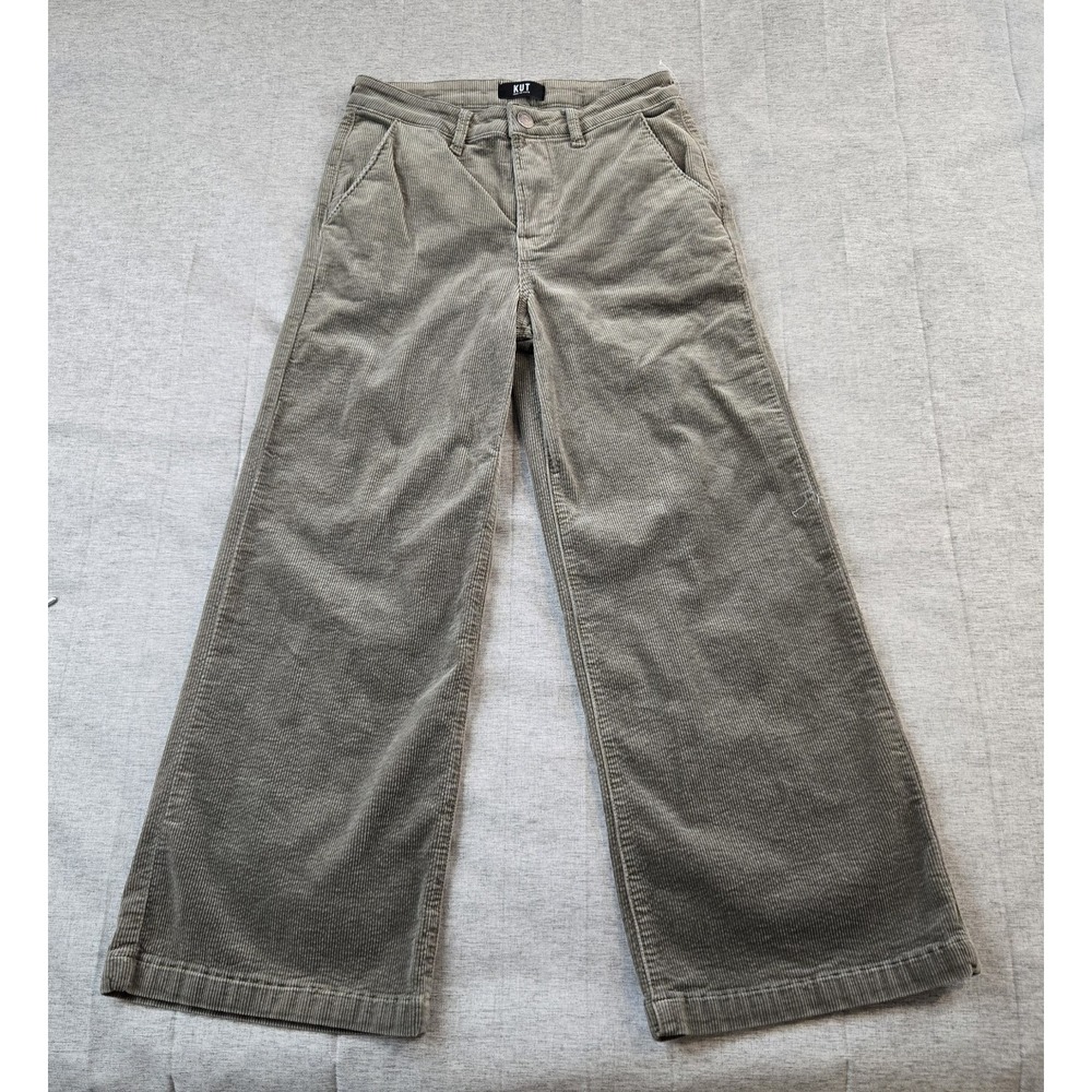 KUT From The Kloth Women's MEG Wide Leg High Rise Ankle Corduroy Pants 27" X 27"